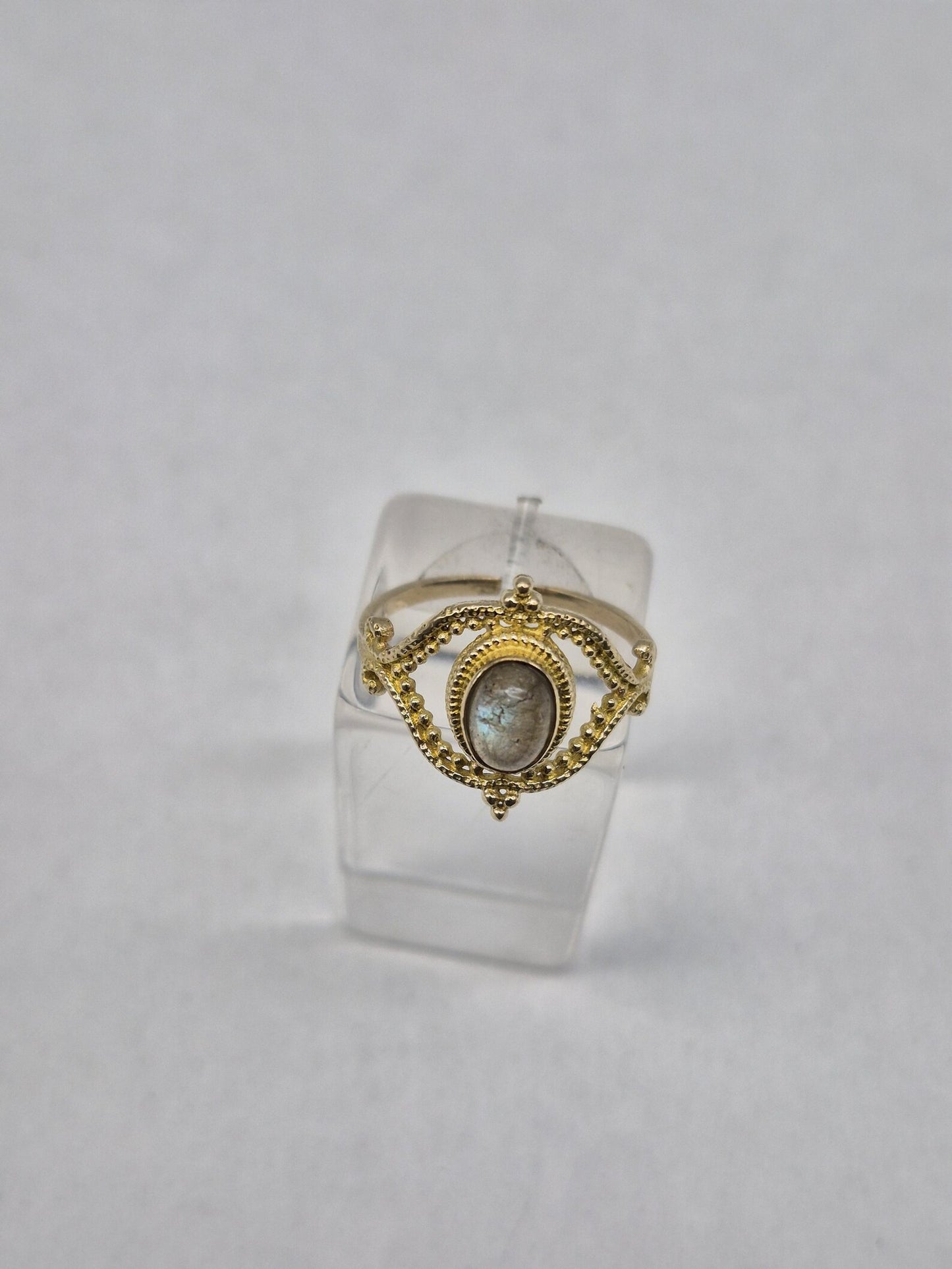 Labradorite Brass Adjustable Ring for Women