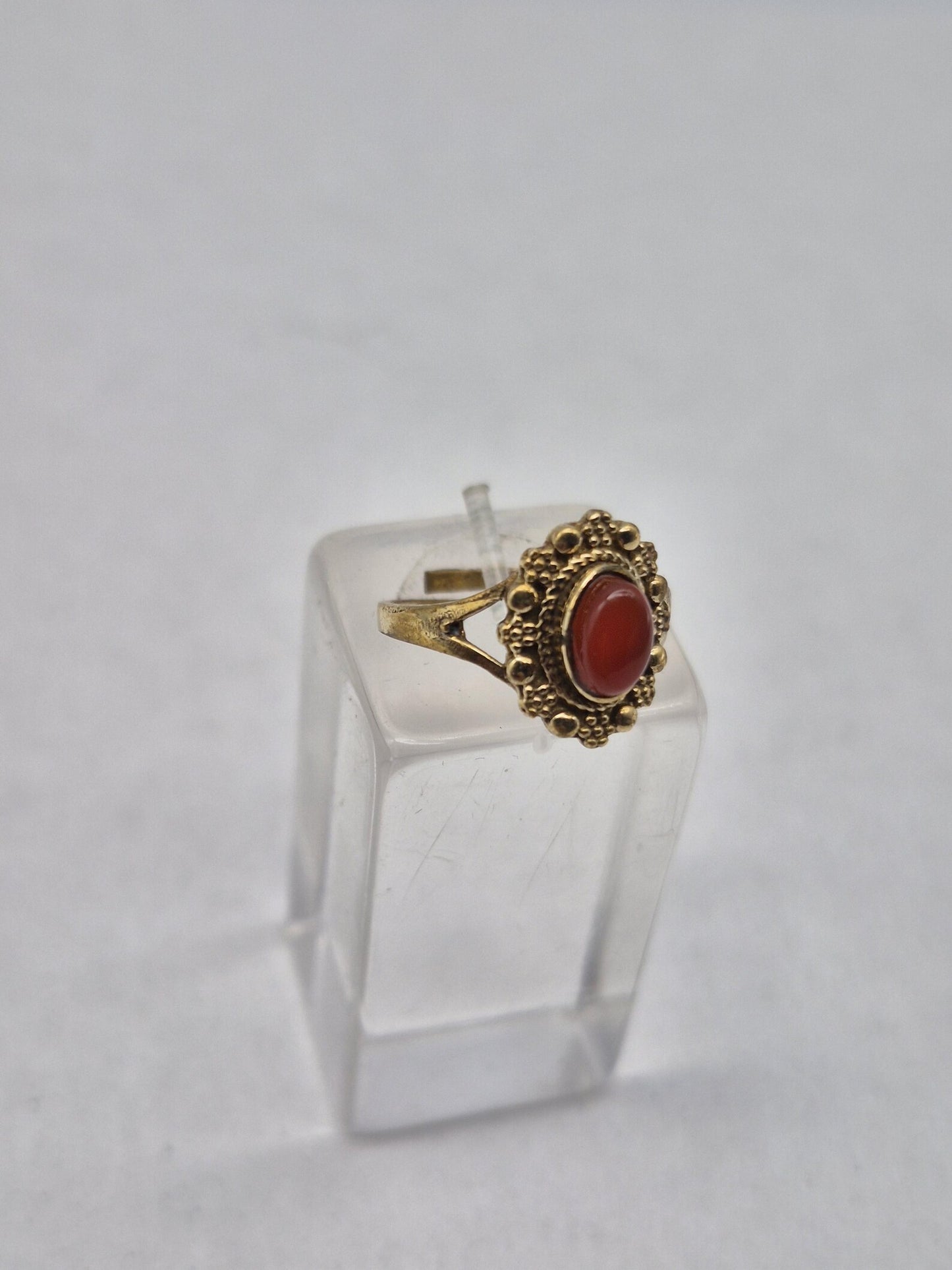 Carnelian Brass Adjustable Ring for Women