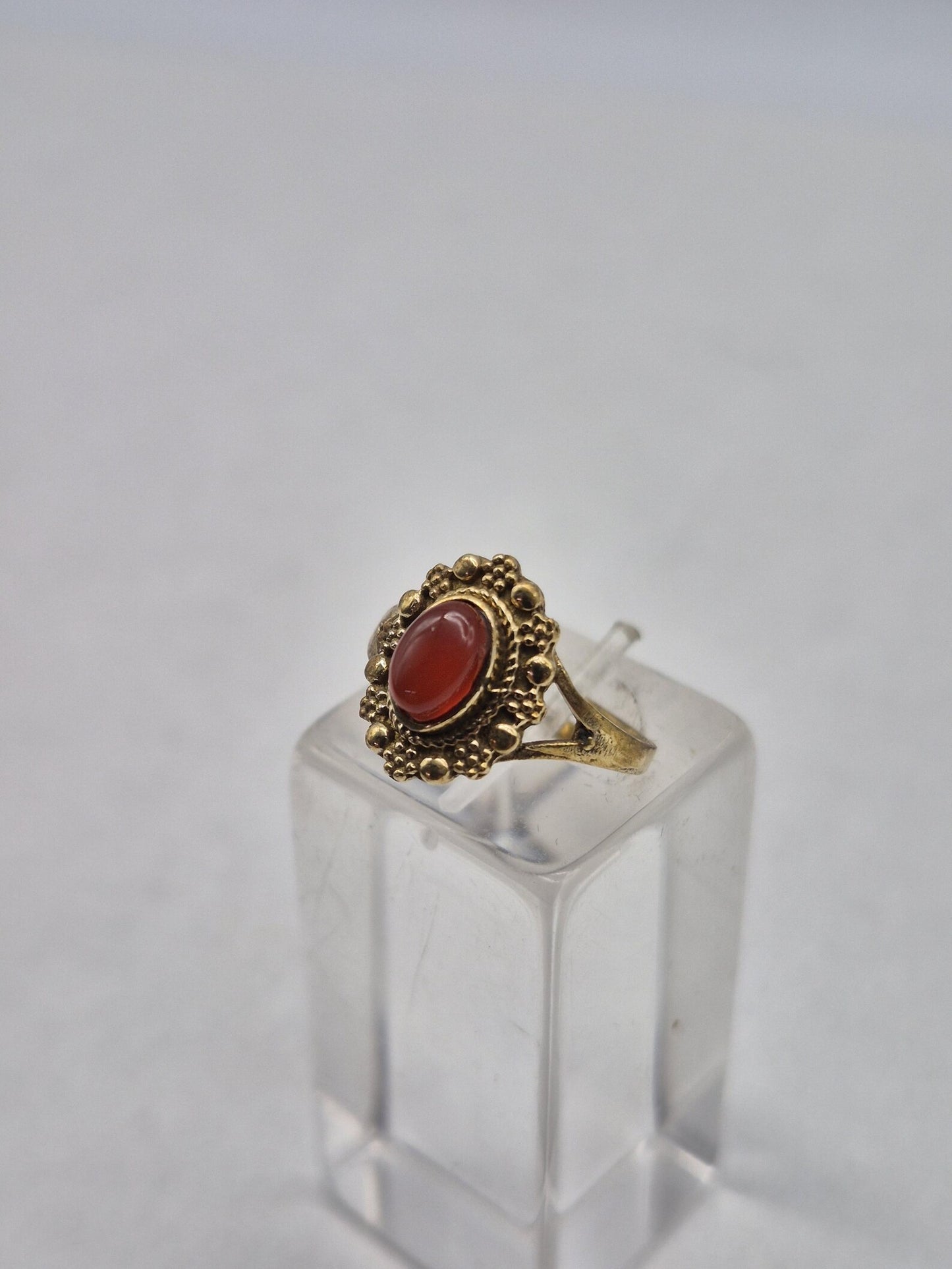 Carnelian Brass Adjustable Ring for Women