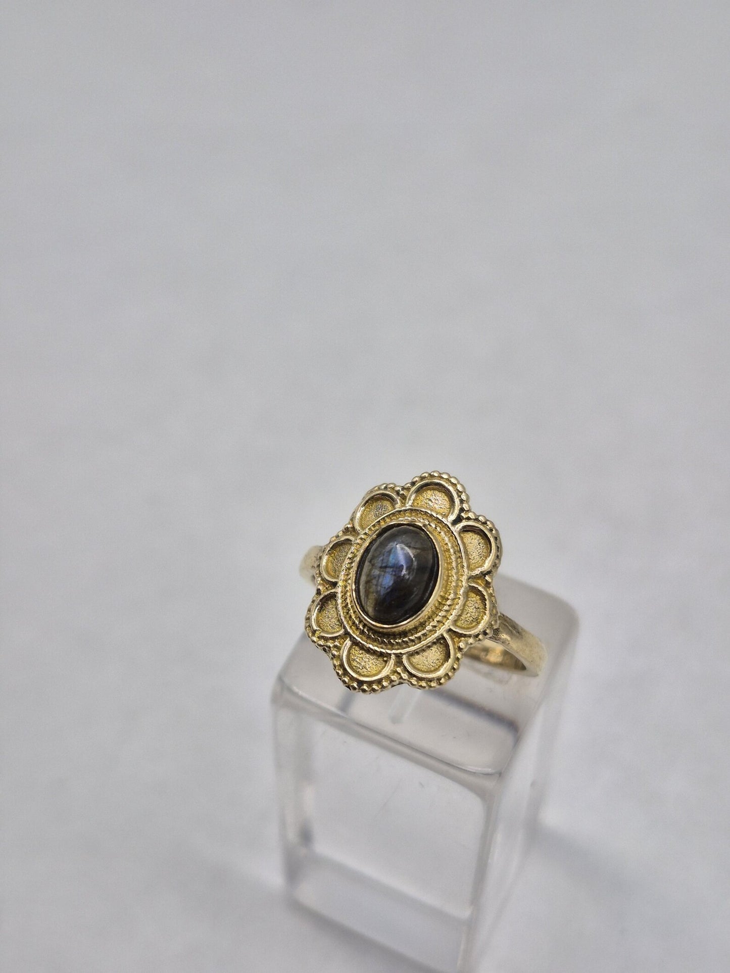 Labradorite Brass Adjustable Ring for Women