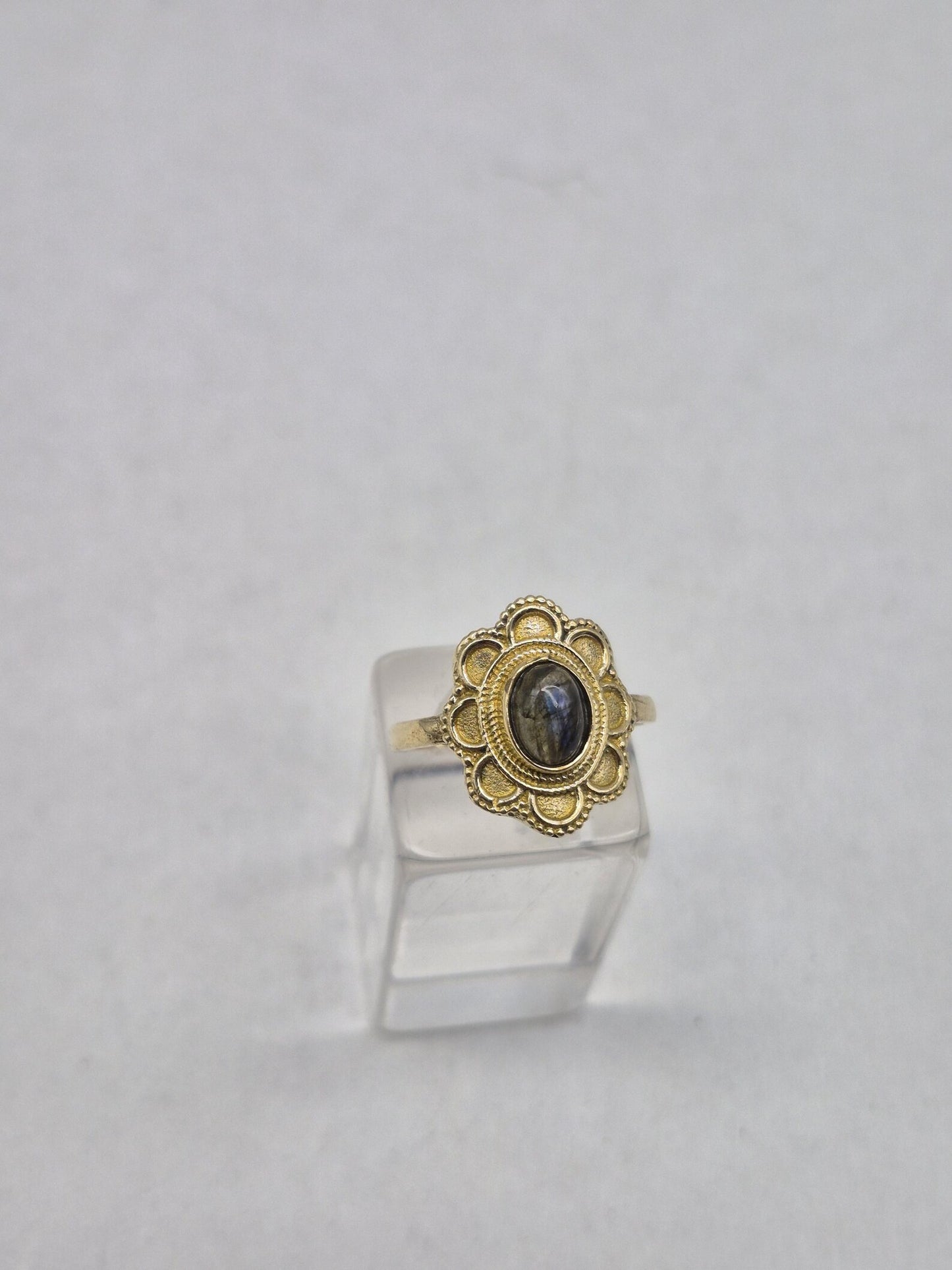 Labradorite Brass Adjustable Ring for Women