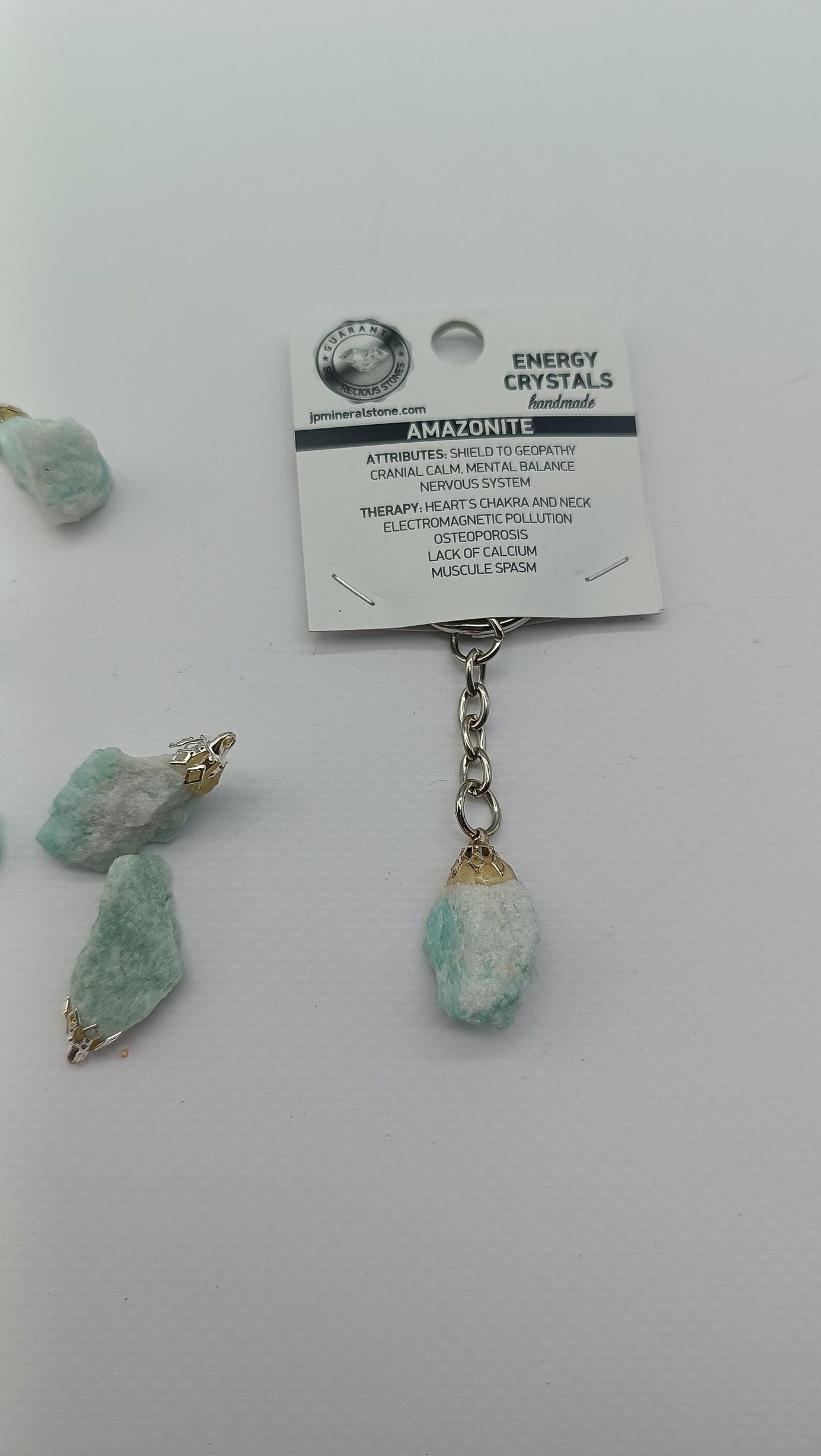 Raw Amazonite Keychain – Natural Blue Green Crystal Gemstone Accessory