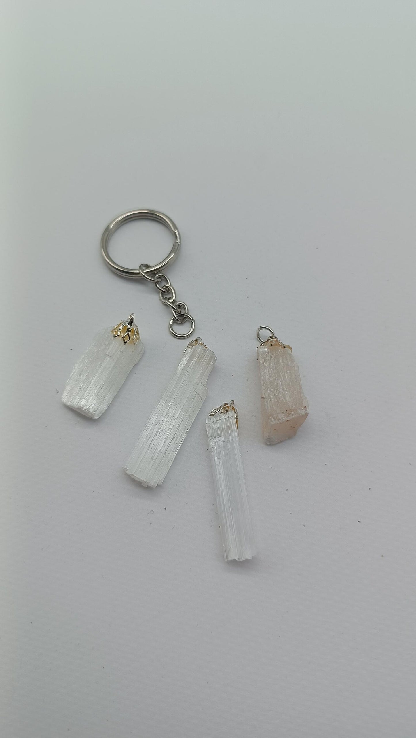 Raw Selenite Stick Crystal Keychain