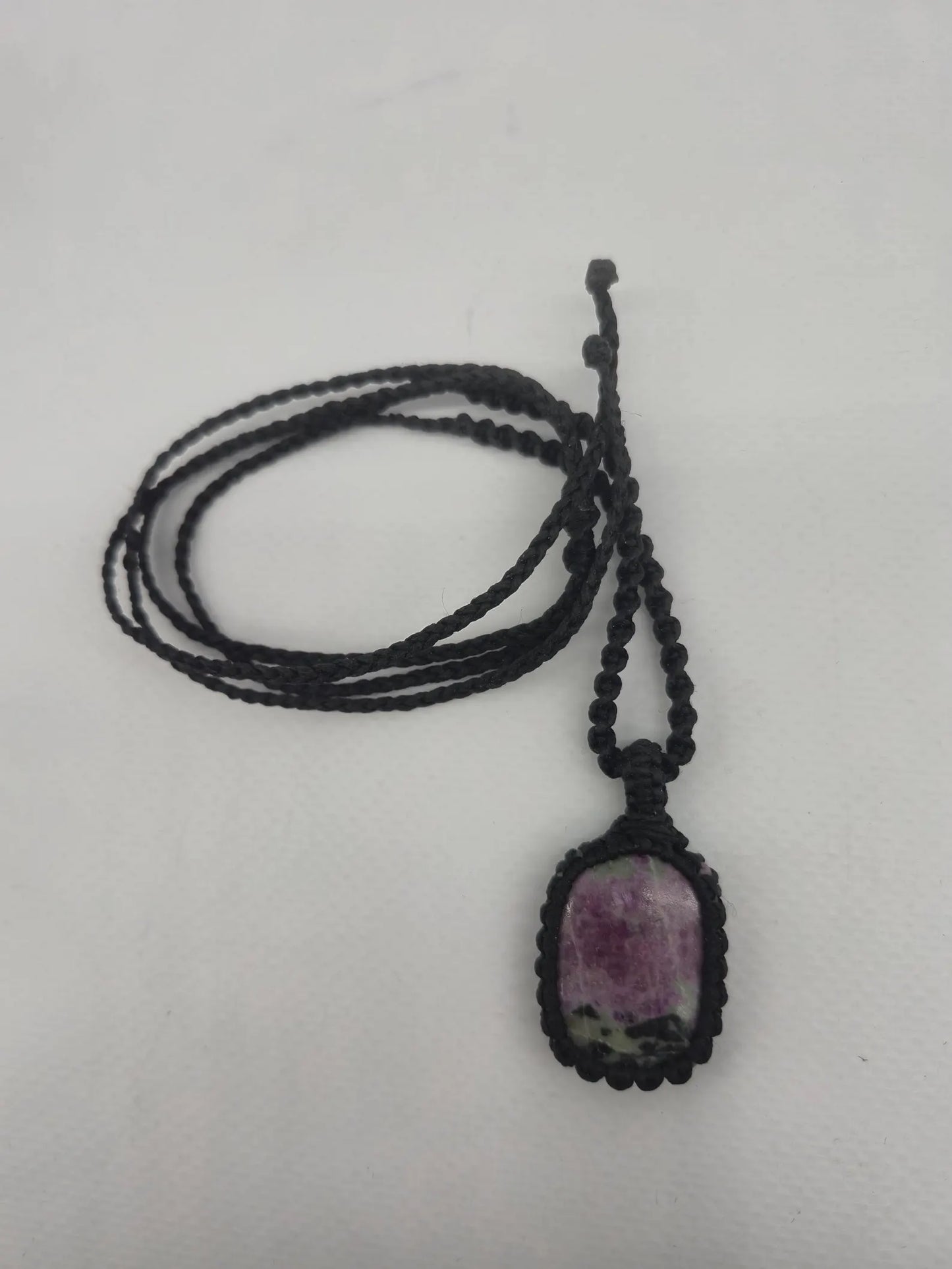 Ruby Zoisite Crystal Macrame Necklace