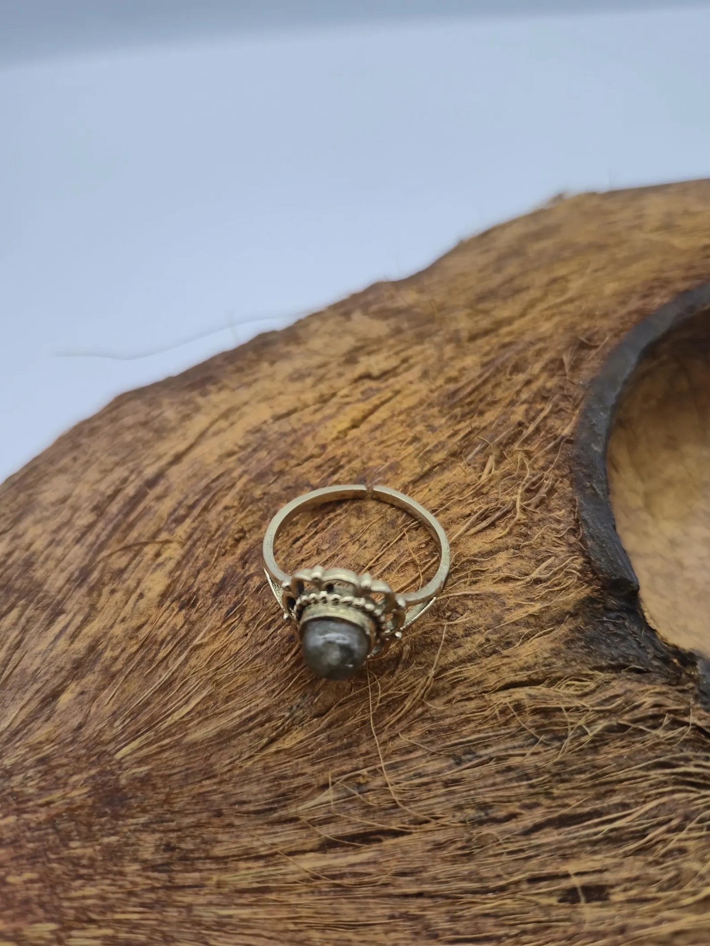 Labradorite Brass Adjustable Ring for Women