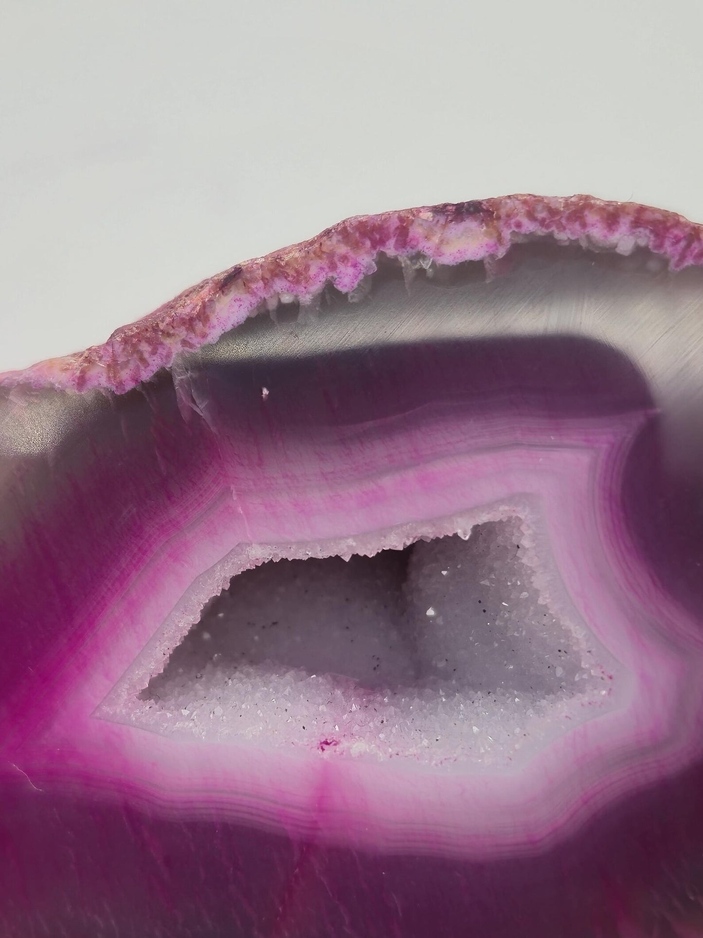 Pink Geode Agate with Crystal Quartz Cave - 169 gr