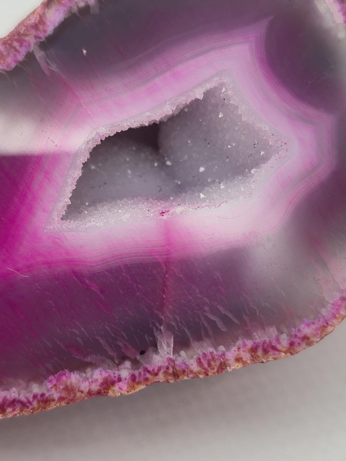 Pink Geode Agate with Crystal Quartz Cave - 169 gr