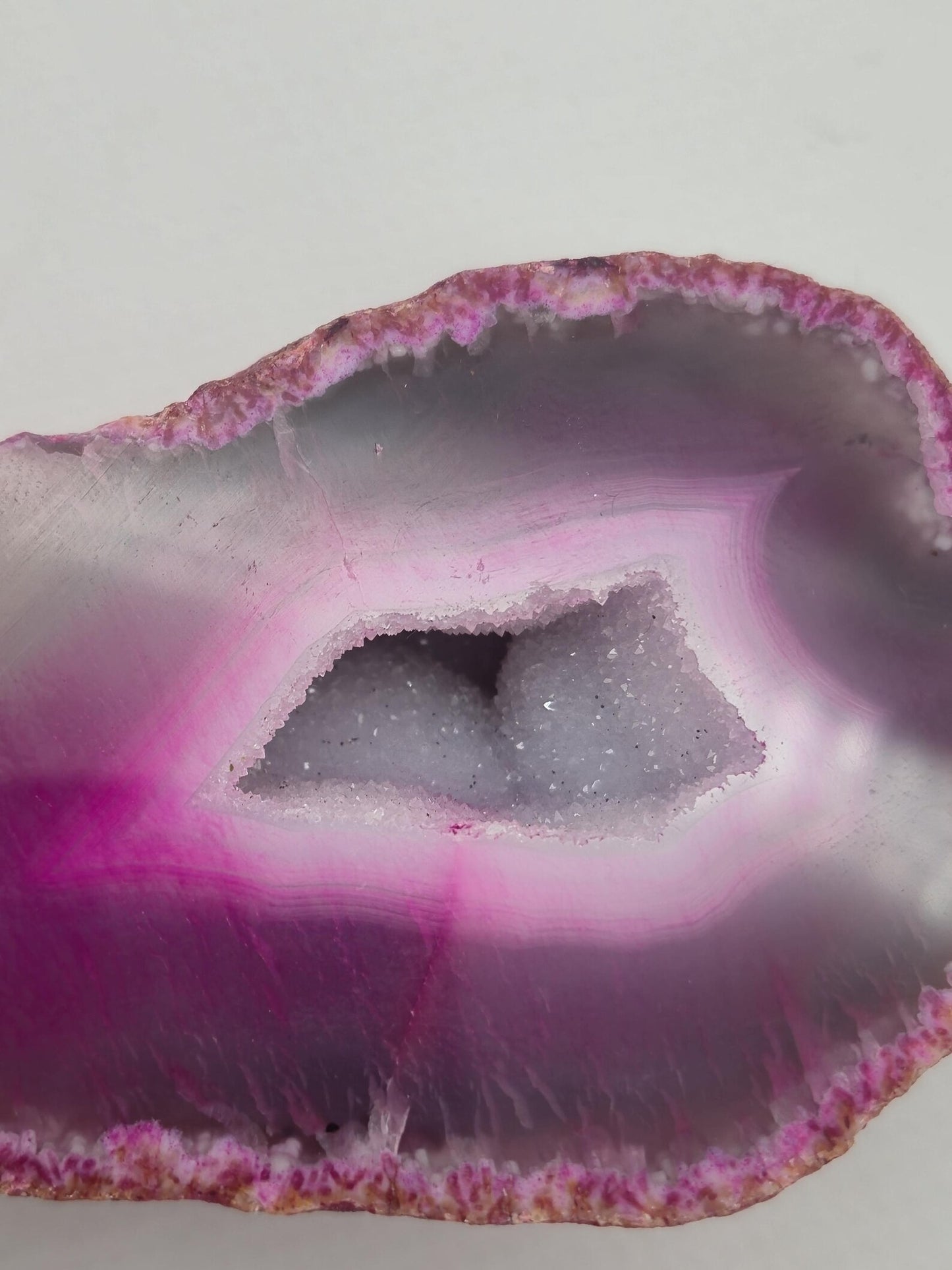 Pink Geode Agate with Crystal Quartz Cave - 169 gr