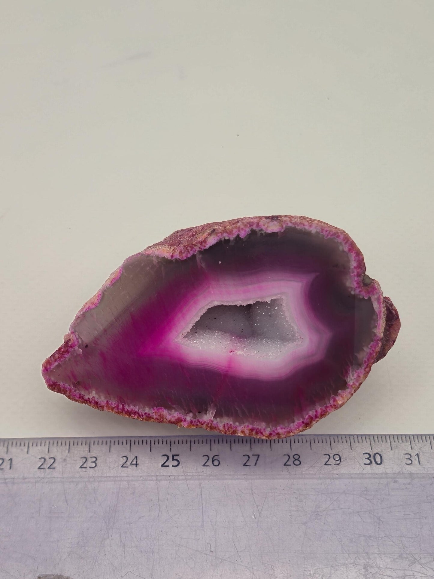Pink Geode Agate with Crystal Quartz Cave - 169 gr