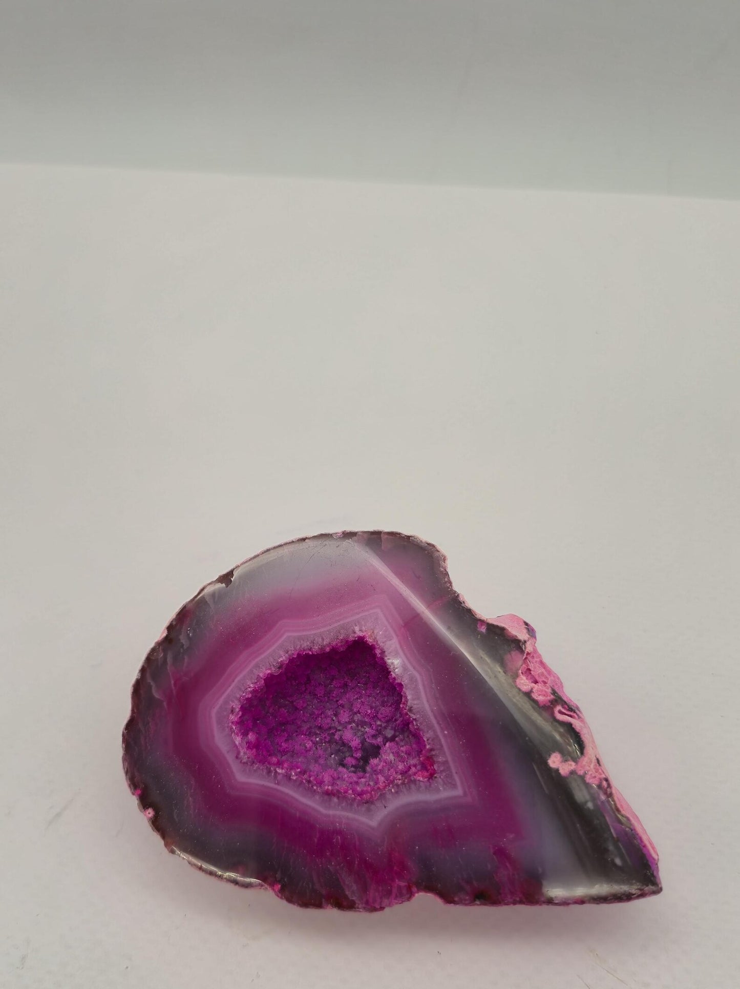 Pink Geode Agate with Crystal Quartz Cave - 182 gr