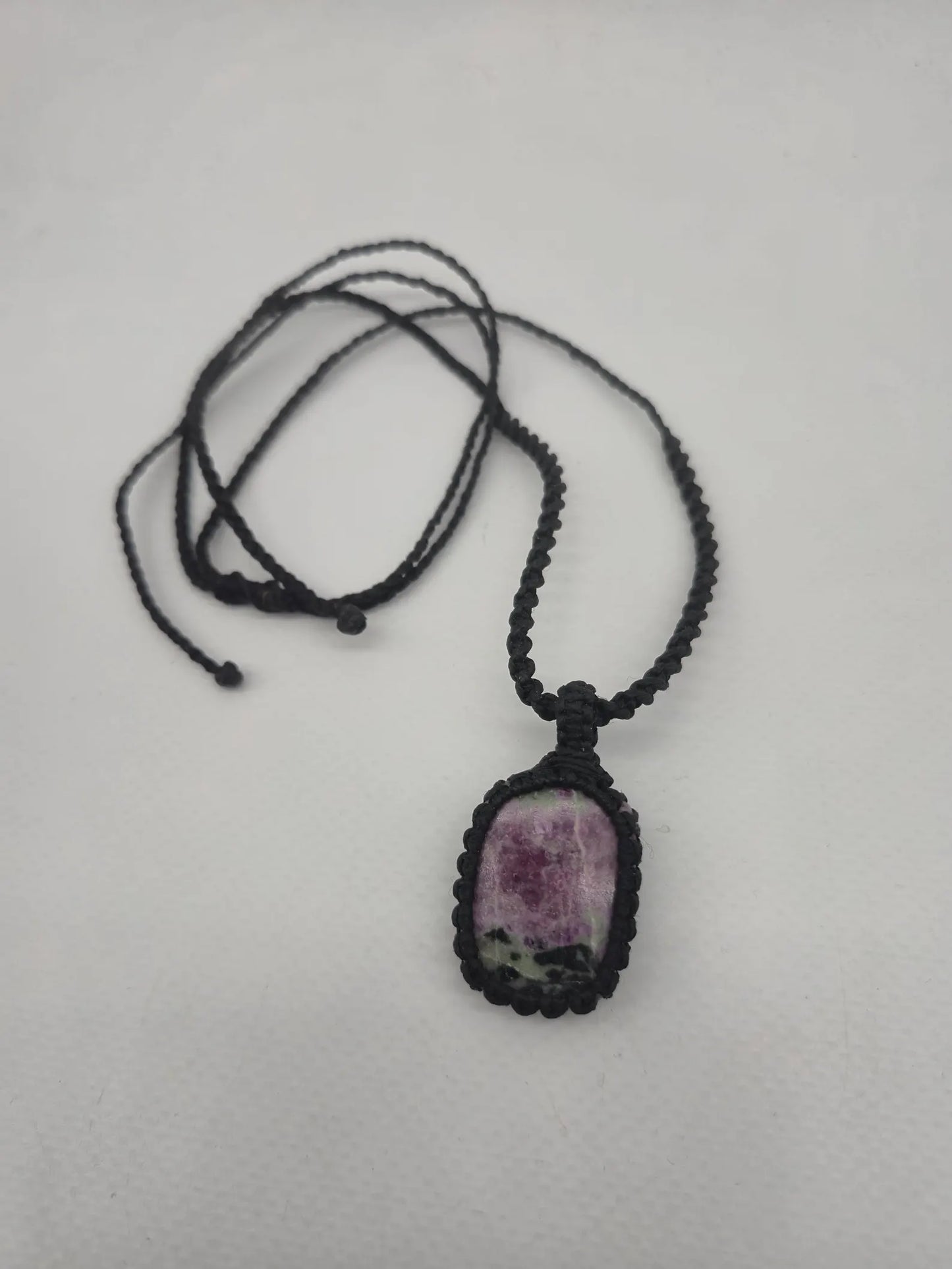 Ruby Zoisite Crystal Macrame Necklace