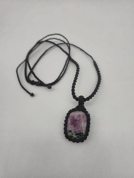 Ruby Zoisite Crystal Macrame Necklace