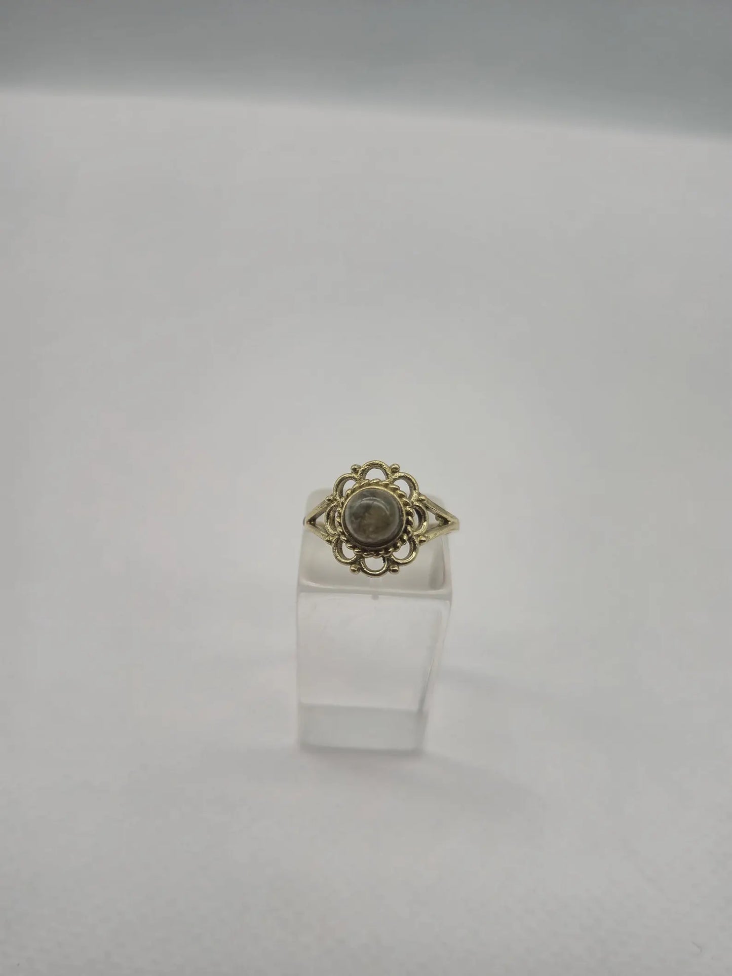 Labradorite Brass Adjustable Ring for Women