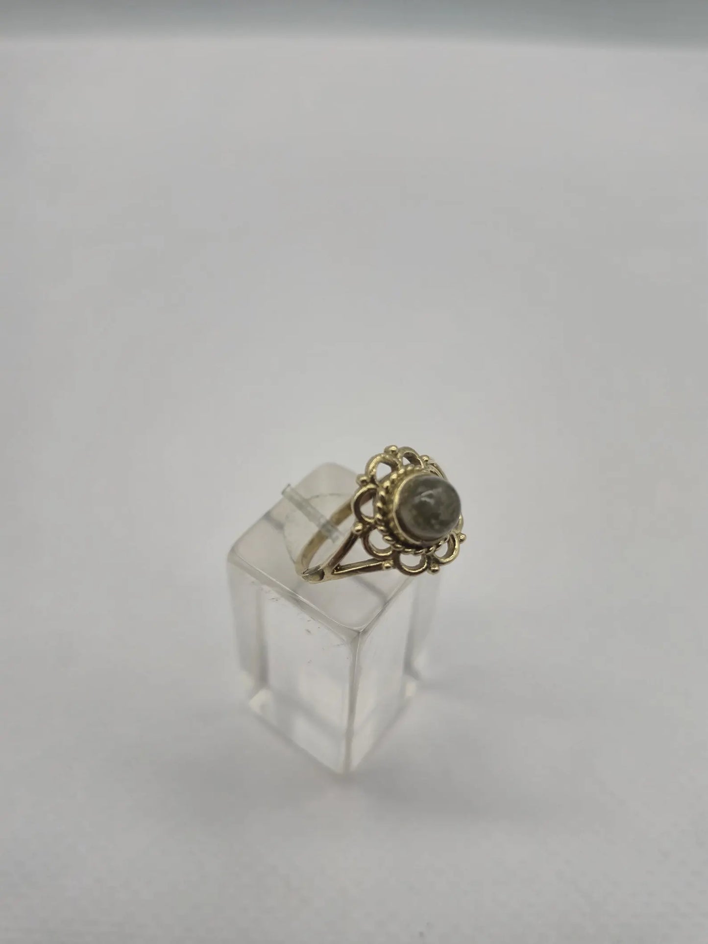 Labradorite Brass Adjustable Ring for Women