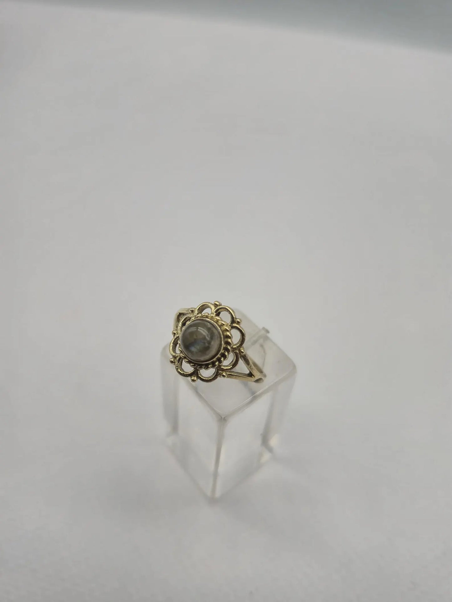 Labradorite Brass Adjustable Ring for Women