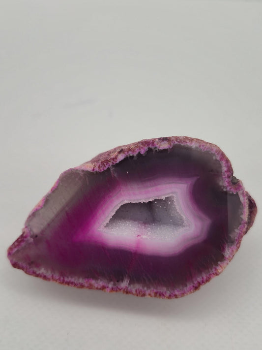 Pink Geode Agate with Crystal Quartz Cave - 169 gr
