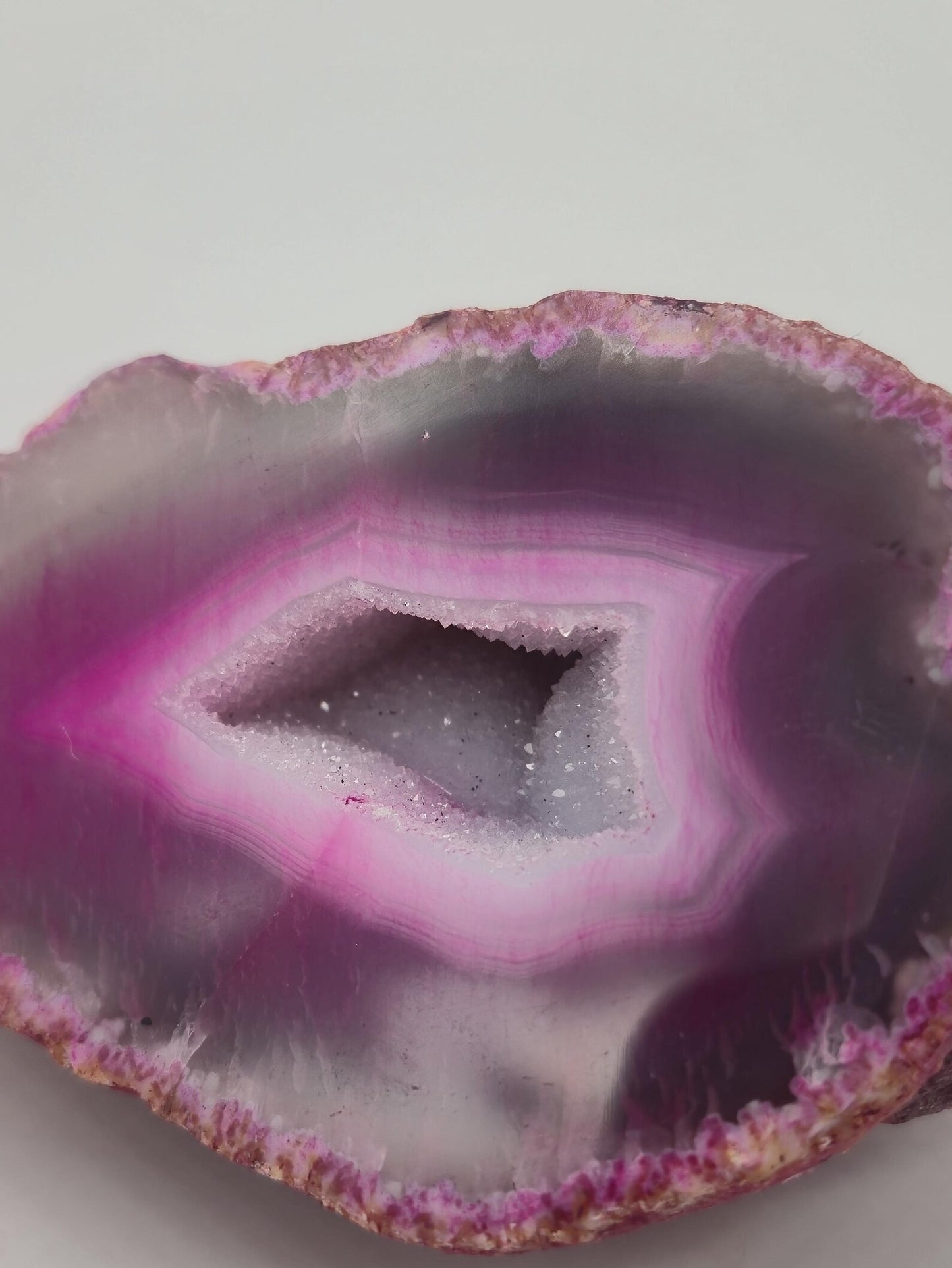 Pink Geode Agate with Crystal Quartz Cave - 169 gr