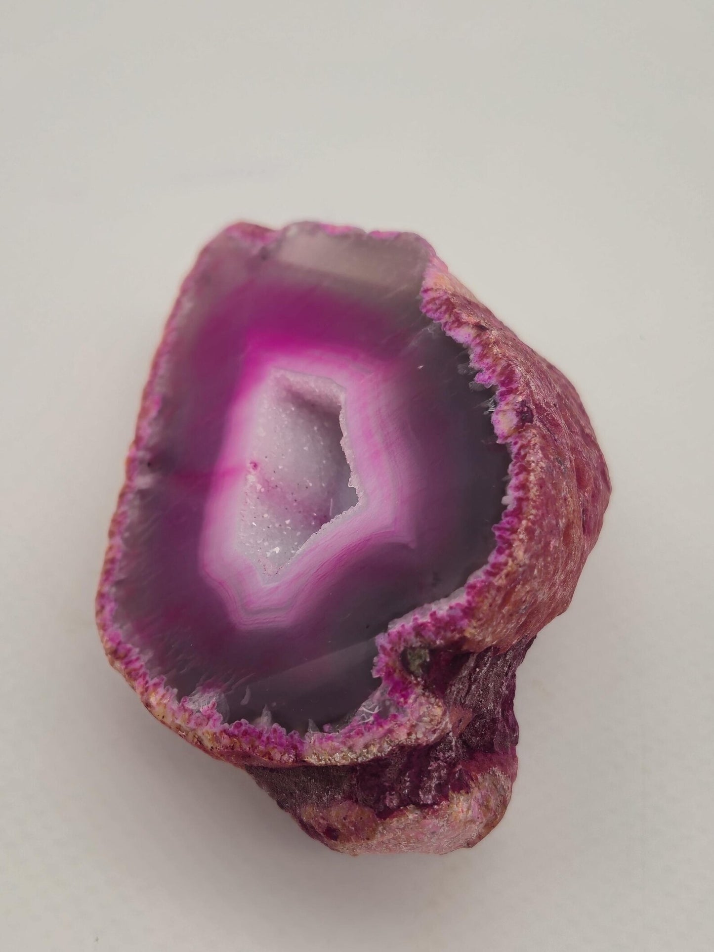 Pink Geode Agate with Crystal Quartz Cave - 169 gr
