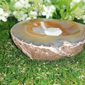Natural Agate Ashtray Healing Crystal Zodiac Mineral Stone