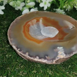 Natural Agate Ashtray Healing Crystal Zodiac Mineral Stone