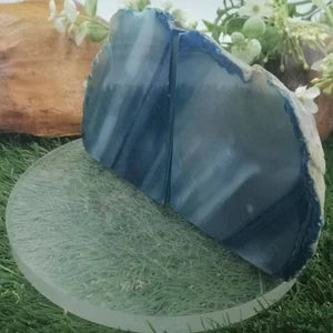 Blue Agate Book End - Agate Half Geode Book End Rock Formation - Lovely Book End