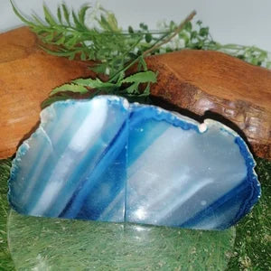 Blue Agate Book End - Agate Half Geode Book End Rock Formation - Lovely Book End