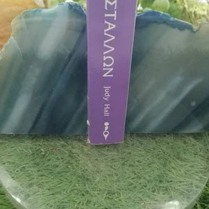 Blue Agate Book End - Agate Half Geode Book End Rock Formation - Lovely Book End