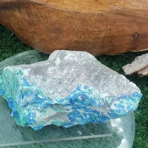 Azurite with Malachite Crystal - Greek Mineral On Plexiglass Base - Amazing Collector's Piece Extra Quality