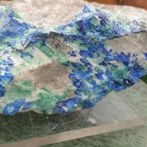 Azurite with Malachite Crystal - Greek Mineral On Plexiglass Base - Amazing Collector's Piece Extra Quality