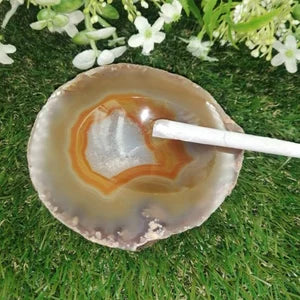 Natural Agate Ashtray Healing Crystal Zodiac Mineral Stone