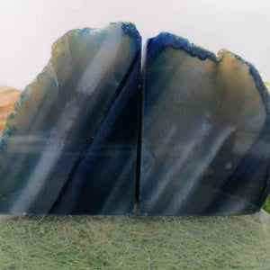 Blue Agate Book End - Agate Half Geode Book End Rock Formation - Lovely Book End