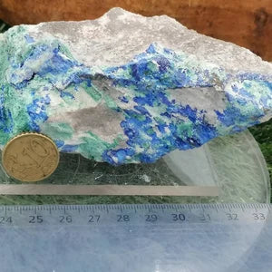 Azurite with Malachite Crystal - Greek Mineral On Plexiglass Base - Amazing Collector's Piece Extra Quality