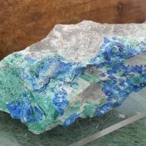 Azurite with Malachite Crystal - Greek Mineral On Plexiglass Base - Amazing Collector's Piece Extra Quality