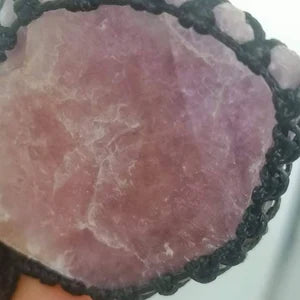 Pink Turmaline Lepidolite Handmade Wrapped Macrame Necklace - Healing Stone - Gift Idea - Protection