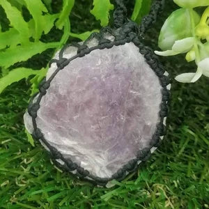 Pink Turmaline Lepidolite Handmade Wrapped Macrame Necklace - Healing Stone - Gift Idea - Protection