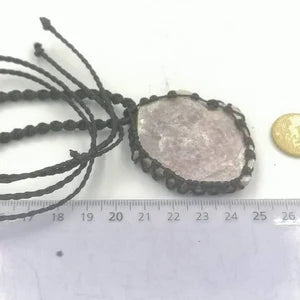 Pink Turmaline Lepidolite Handmade Wrapped Macrame Necklace - Healing Stone - Gift Idea - Protection