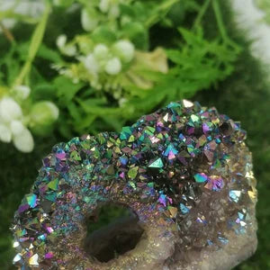 Aura Cactus Amethyst, Rainbow Amethyst, Aura Rainbow Crystal (Titanium oxidation) - Amazing Collector's Piece Extra Quality