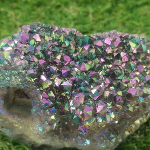 Aura Cactus Amethyst, Rainbow Amethyst, Aura Rainbow Crystal (Titanium oxidation) - Amazing Collector's Piece Extra Quality