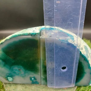 Blue Agate Book End - Agate Half Geode Book End Rock Formation - Lovely Book End