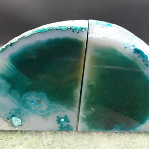 Blue Agate Book End - Agate Half Geode Book End Rock Formation - Lovely Book End