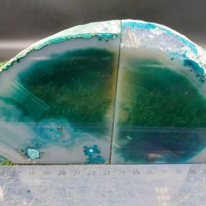 Blue Agate Book End - Agate Half Geode Book End Rock Formation - Lovely Book End