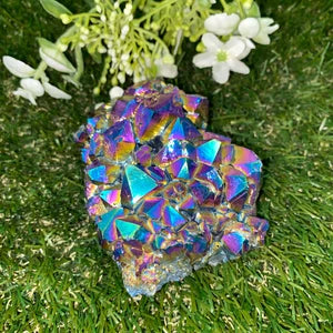 Aura Amethyst Cactus -Titanium oxidation - Rainbow Amethyst Cluster- Amazing Collector's Piece Extra Quality