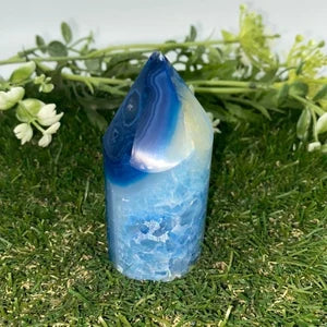 Natural Blue Agate - Agate Point -Agate Tower - Soothing Crystal - Crystal Healing - Chakra