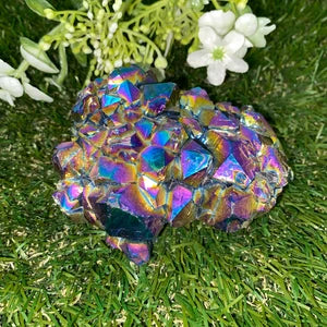 Aura Amethyst Cactus -Titanium oxidation - Rainbow Amethyst Cluster- Amazing Collector's Piece Extra Quality