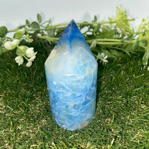 Natural Blue Agate - Agate Point -Agate Tower - Soothing Crystal - Crystal Healing - Chakra