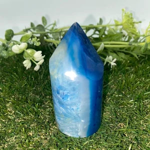 Natural Blue Agate - Agate Point -Agate Tower - Soothing Crystal - Crystal Healing - Chakra
