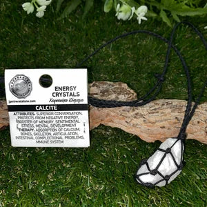 Calcite Pink Rough Mineral Stone Brazilian Crystal Healing Macrame Wrapped Necklace Protection Gift Accessories