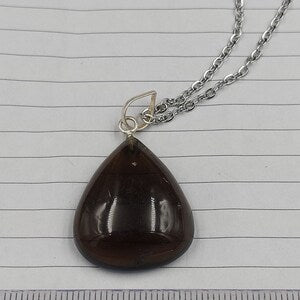 Smoky Quartz Crystal Necklace Silver Plated