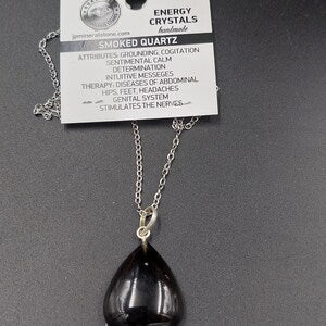 Smoky Quartz Crystal Necklace Silver Plated