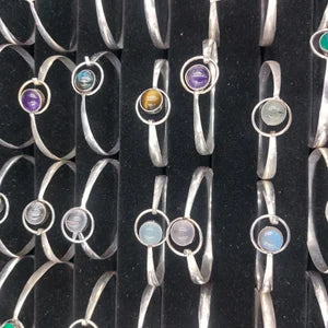 LOT Boho bracelet silver plated with semi precious stone - gemstone bracelet - ethnic jewelry